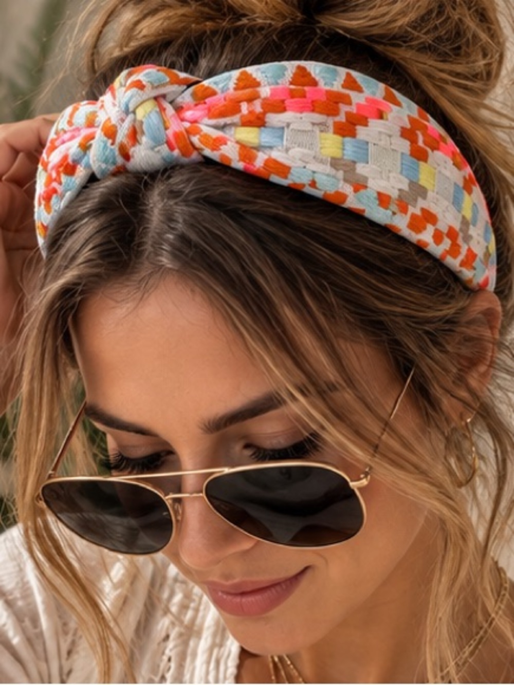 Colorful Embroidered Knotted Headband